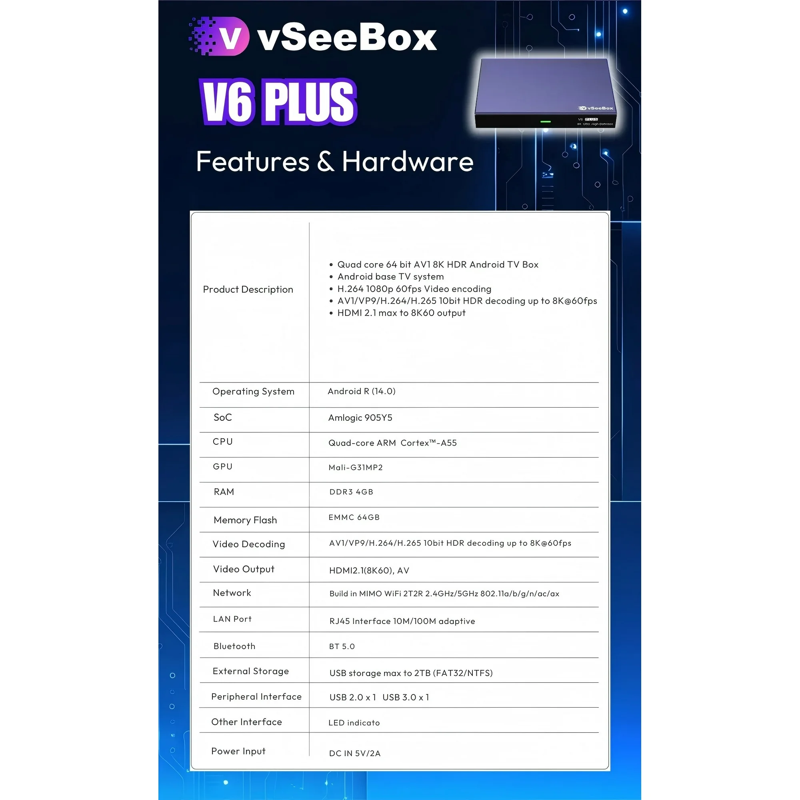 vSeeBox V6 PLUS 4GB+32GB 8K HD